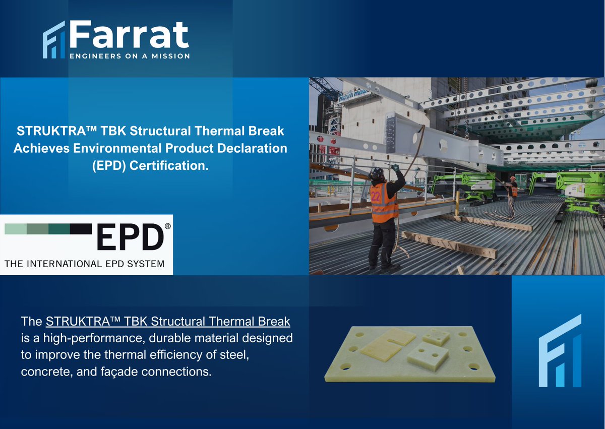 We’re proud to announce that STRUKTRA™ TBK Structural Thermal Break has received an Environmental Product Declaration. This achievement reinforces our commitment to sustainability, transparency, and low-carbon construction. bit.ly/3FEWc4M #EPD #EngineersOnAMission