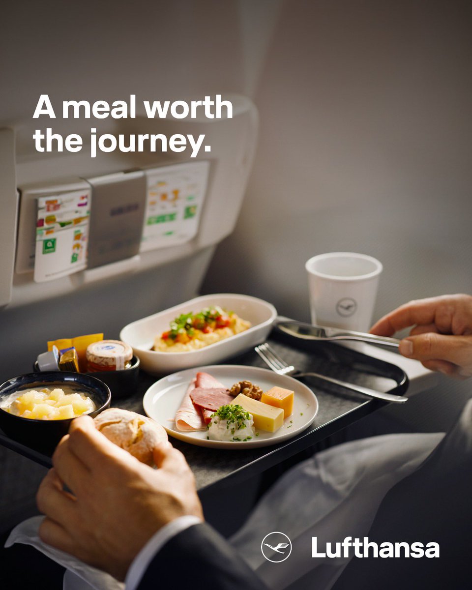 Lufthansa_India's tweet photo. Your seat comes with more than just a view. Enjoy gourmet dishes, curated with precision, plated to perfection, and served at cruising altitude. Because great journeys deserve great flavours.
Read more here: https://t.co/DIctFK54tI
#Lufthansa #InFlightMeals https://t.co/vxDb0sTPqy
