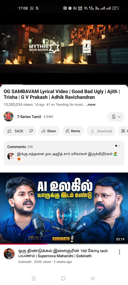 mersal07's tweet photo. #GoodBadUglyFirstSingle
#OGSambavam
Updated views 24hrs ๐
15.38M views and 542k likes๐๐
#GoatFirstSingle
#WhistlePodu
24hrs - 24.88M views and 1.25M likes ๐ฅ๐ฅ๐ https://t.co/kumXF5q2rQ