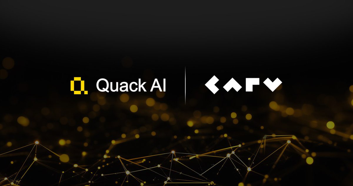 We’re thrilled to announce that CARV <a href="/carv_official/">CARV</a> has made a strategic investment in Quack AI, strengthening our shared vision for the future of decentralized governance. 🤝

This partnership goes beyond investment—it’s a commitment to building AI-powered, community-driven