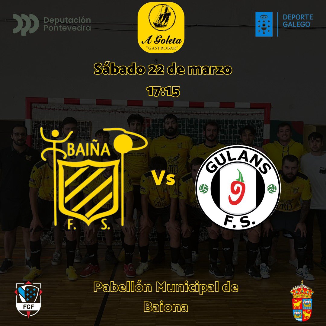 Baifutsal's tweet photo. Tarde de fútbol sala en Baiona⚽🏠

🟡 Senior Femenino "Sirius" ➡️ 16:00H
🟡 Senior B "A Goleta" ➡️ 17:15H
🟡 Senior D "Bocatería Lalos Nasas" ➡️ 18:30H

¡Os esperamos en la grada! 💪🏽💛

#ATúaFamilia 💛
#SempreAmarelo
#SempreBaiña https://t.co/WGx758tRBX
