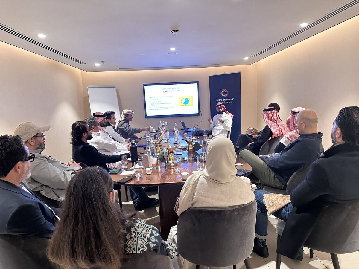 EORiyadh's tweet photo. في المناسبة التعليمية لشهر مارس في EO الرياض بعنوان «الحمض النووي ليس مصيرك: مستقبل شيخوخة الجنس البشري»، قدمها🎙️الدكتور عبدالعزيز السعدون، حصل الأعضاء على فرصة للتعمق في علم التعمير، والتعّرف على أبحاث رائدة، وكيفية التعامل مع المحفزات المعروفة لمستقبل صحي اكثر.

At the EO Riyadh March Learning Event «DNA IS NOT YOUR DESTINEY: HUMAN SPECIES AGING FUTURE» by🎙Dr. Abdulaziz ALSADOON, Members had the opportunity to dive deep into the science of aging, uncover groundbreaking research, and explore how to tackle triggers to shape the future of longevity.
@EntrepreneurOrg