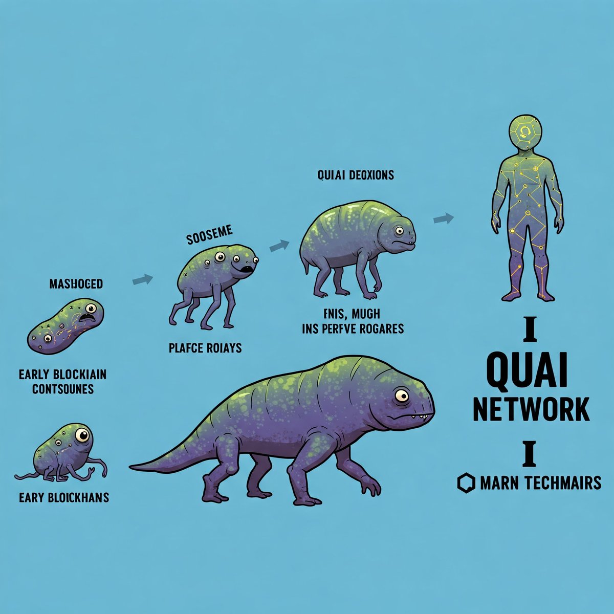 Omidraz9's tweet image. From Early Blockchains to Quai Network: Evolution at its finest! 🦠➡️👽 Watch how Quai Network transforms with speed, scalability, and smart decisions. Ready to join the future of blockchain?  #QuaiNetwork #BlockchainEvolution