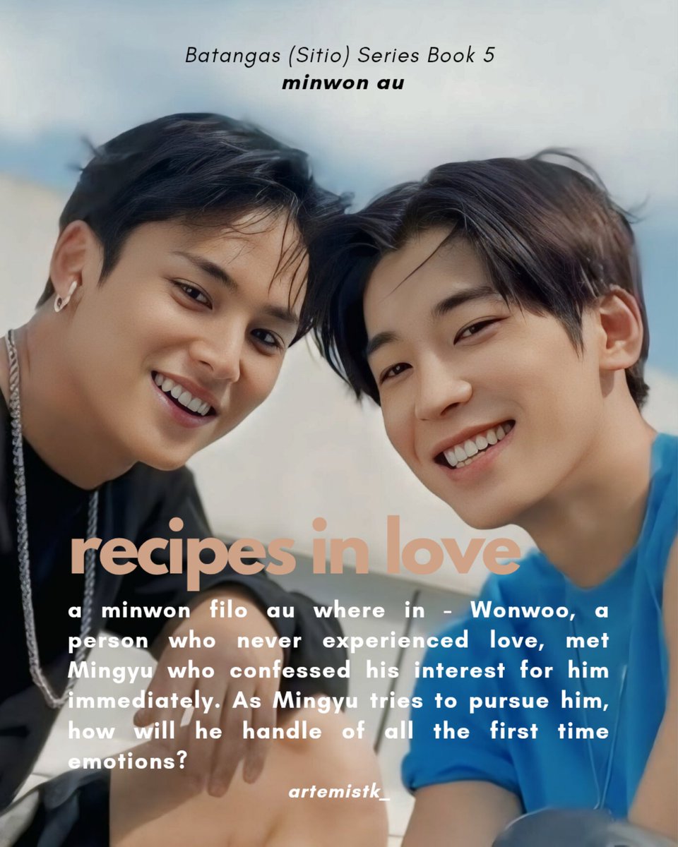 artemistk_'s tweet photo. #minwonau — RECIPES IN LOVE

a minwon au where in — Wonwoo, a person who never experienced love, met Mingyu who confessed his interest for him immediately. As Mingyu tries to pursue him, how will he handle of all the first time emotions? https://t.co/e3J5433iNz