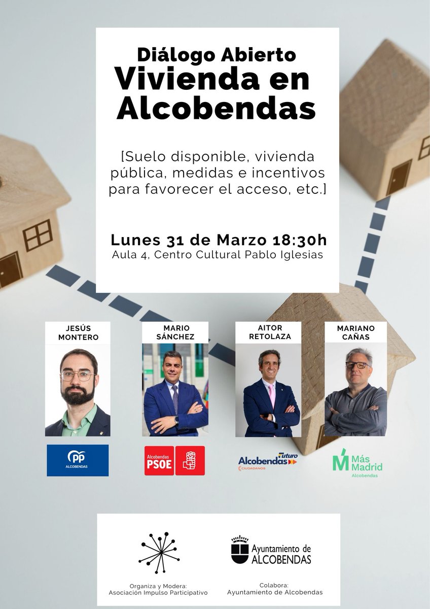 IPalcobendas's tweet photo. 🗣 Diálogo Abierto "Vivienda en Alcobendas"

👥️ Participan: PP, PSOE, Más Madrid Alcobendas, Futuro Alcobendas/Ciudadanos

🗓Lunes 31 de de Marzo 18:30h 

📍 Aula 4, Centro Cultural Pablo Iglesias https://t.co/LqUkkJMGJo