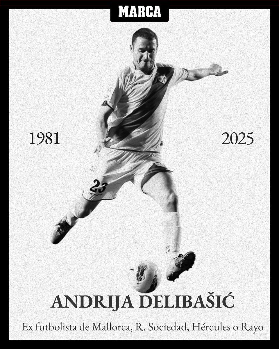 ⚫ Muere a los 43 años Andrija Delibasic, exjugador de Mallorca, Rayo o Real Sociedad

⚽ El exjugador ha fallecido tras una larga enfermedad