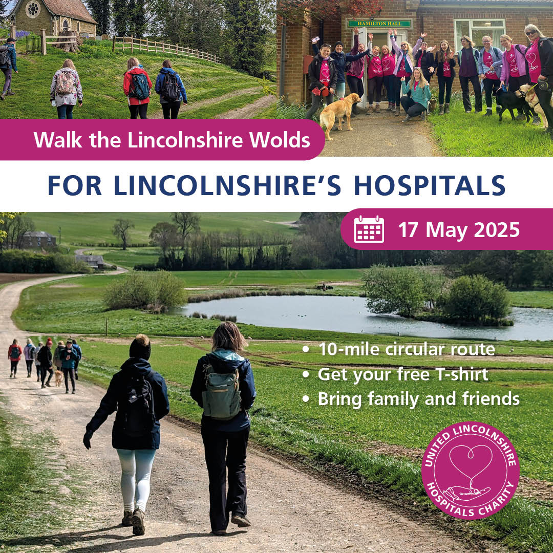 Join us in May for our annual Wolds Walk around the beautiful Lincolnshire Wolds.

Every step you take will enable us to support Lincolnshire hospitals' patients and staff with those extras that cannot be provided by the NHS.

Find out more: 👇
ulhcharity.org.uk/Event/wolds-wa…