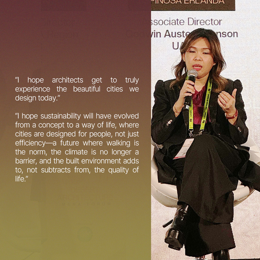 In February, our Associate Director, Christine Espinosa-Erlanda, joined a C-Suite panel at the Desert Architecture MENA Forum, sharing insights on The Future of Architecture in Arid Landscapes.  

#GodwinAustenJohnson #GAJArchitects