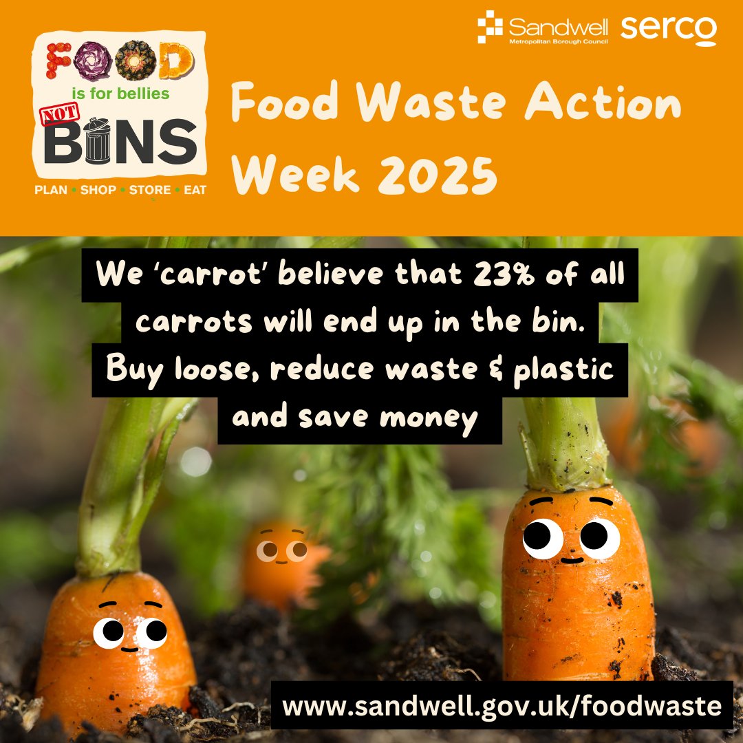 🥕🥕This week is #FoodWasteActionWeek! 🥕🥕

👀Nearly a quarter of all the carrots we buy end up in the bin!

🧡Buying them loose means you can choose how many you need, helping you reduce food waste and save money.  

#FoodWasteActionWeek #FoodIsforBelliesNotBins