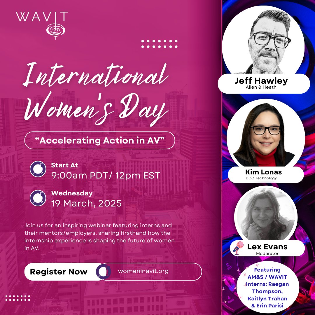 WomeninAVIT's tweet photo. Today’s the day! 🎉 Join WAVIT’s #AccelerateAction event NOW to hear inspiring stories from mentors &amp; interns making waves in AV! 💡💻

https://t.co/auqYbtsxhi

 #WAVIT #IWD2025 https://t.co/MwBcCAGGJN