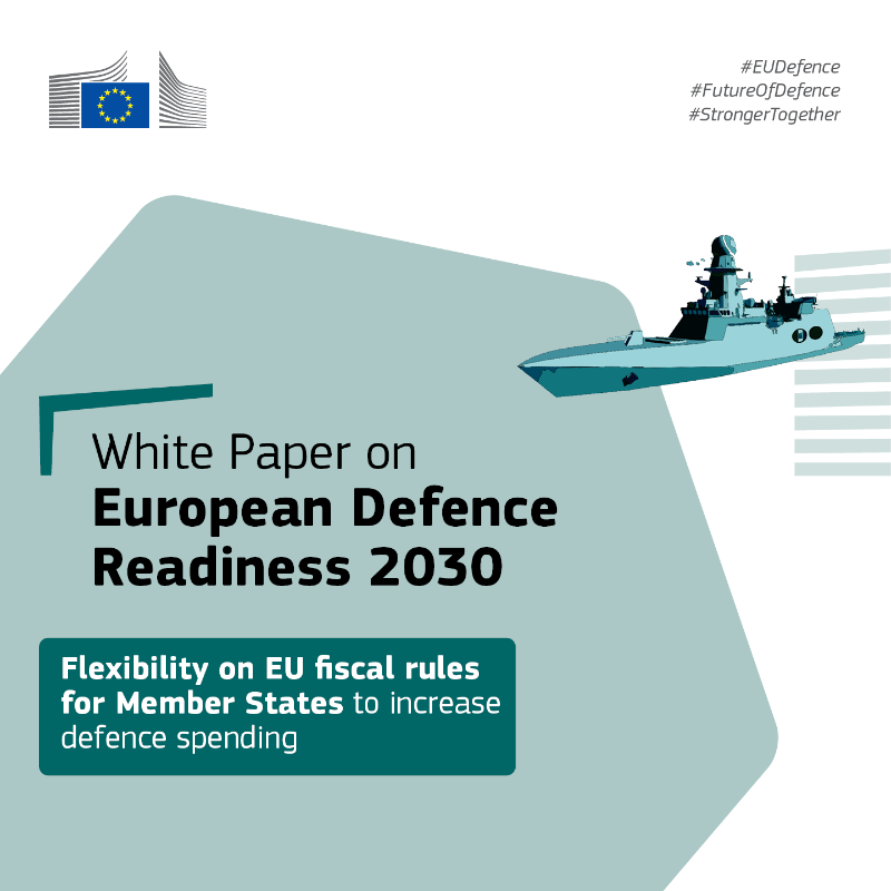 ecfin's tweet photo. The ReArm Europe Plan/Readiness 2030 outlines concrete legal and financial means to support the defence investments of 🇪🇺 Member States, enabling spending of over €800 billion.

Swipe ⬅️ to learn more about the flexibility provided within existing EU fiscal rules!

#EUDefence