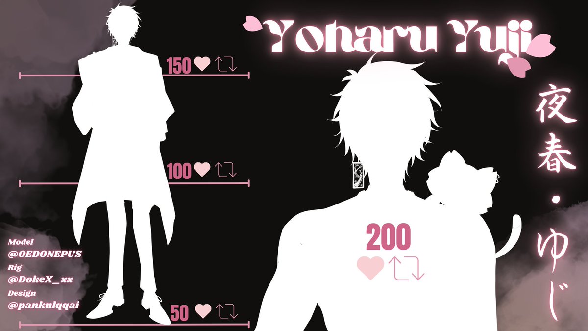 yoharuyuji's tweet image. 🌸- Model reveal -🌑

『The Sakura that blooms, even in the darkest of nights』
『どんな暗い夜にも咲く桜』

It's about time to show my incarnation form
そろそろ化身の姿を見せる時だ

#Vtuber ❀ #ModelReveal ❀ #ENVtuber