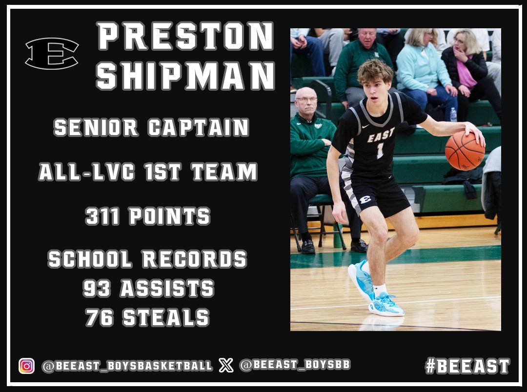 South Lyon East Boys Basketball (@beeast_boysbb) on Twitter photo Congrats to senior Preston Shipman on being named to the All-<a href="/LakesVC/">Lakes Valley Conf.</a> First Team and breaking two school records with 93 assists and 76 steals! #BeEAST #AllGasNoBrakes Congrats to senior Preston Shipman on being named to the All-<a href="/LakesVC/">Lakes Valley Conf.</a> First Team and breaking two school records with 93 assists and 76 steals! #BeEAST #AllGasNoBrakes
