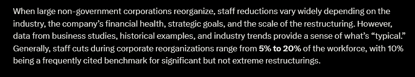 VRWCTexan's tweet photo. "#slashes"...?
Merely a MODEST 6% to 7% trim.
Something every large civilian corporation periodically undergoes -> in the range of 10%.

It's termed reorganization and restructuring".

DoD’s civilian workforce all in = 850,000+ https://t.co/rsiyGViCyj