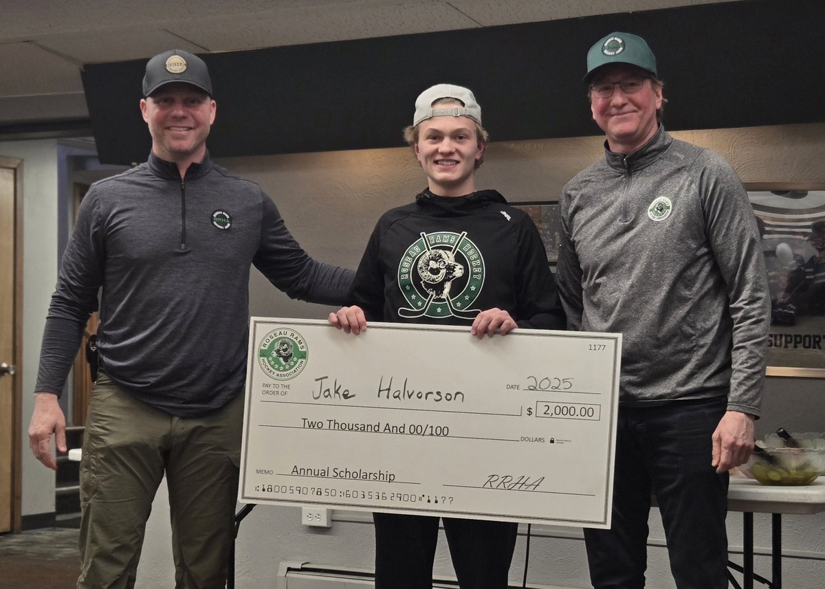 Rams Hockey Online (@ramhockey) on Twitter photo Congratulations to Jake Halvorson on receiving this years <a href="/RamsAssoc/">Roseau Rams Hockey Assoc</a> Hockey Scholarship!! Presenting the award are Phil Larson and Mike Klema at the Rams Hockey Banquet on Tuesday night. Congratulations to Jake Halvorson on receiving this years <a href="/RamsAssoc/">Roseau Rams Hockey Assoc</a> Hockey Scholarship!! Presenting the award are Phil Larson and Mike Klema at the Rams Hockey Banquet on Tuesday night.