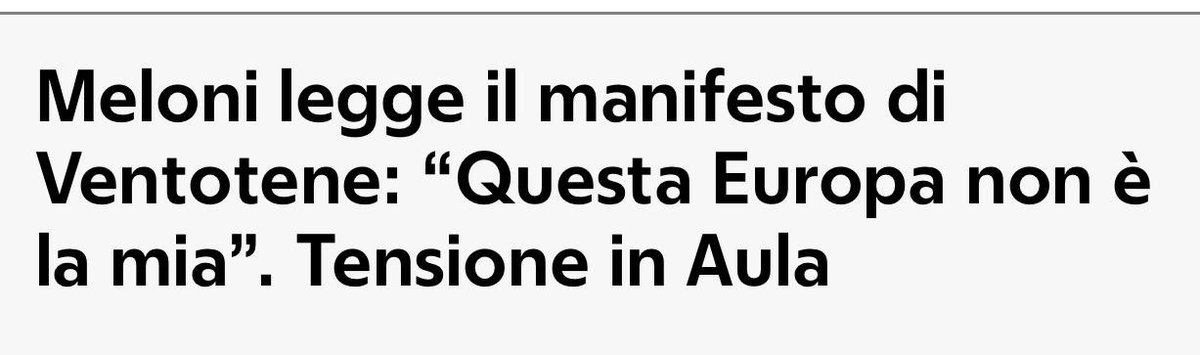 Cara <a href="/GiorgiaMeloni/">Giorgia Meloni</a>, lo sappiamo che l’Europa di Ventotene non è la tua. I nostri padri fondatori erano lì in esilio e immaginavano un mondo di pace e libertà mentre Giorgio Almirante elogiava il manifesto della razza. 

Noi siamo orgogliosamente per l’Europa di Altiero Spinelli,