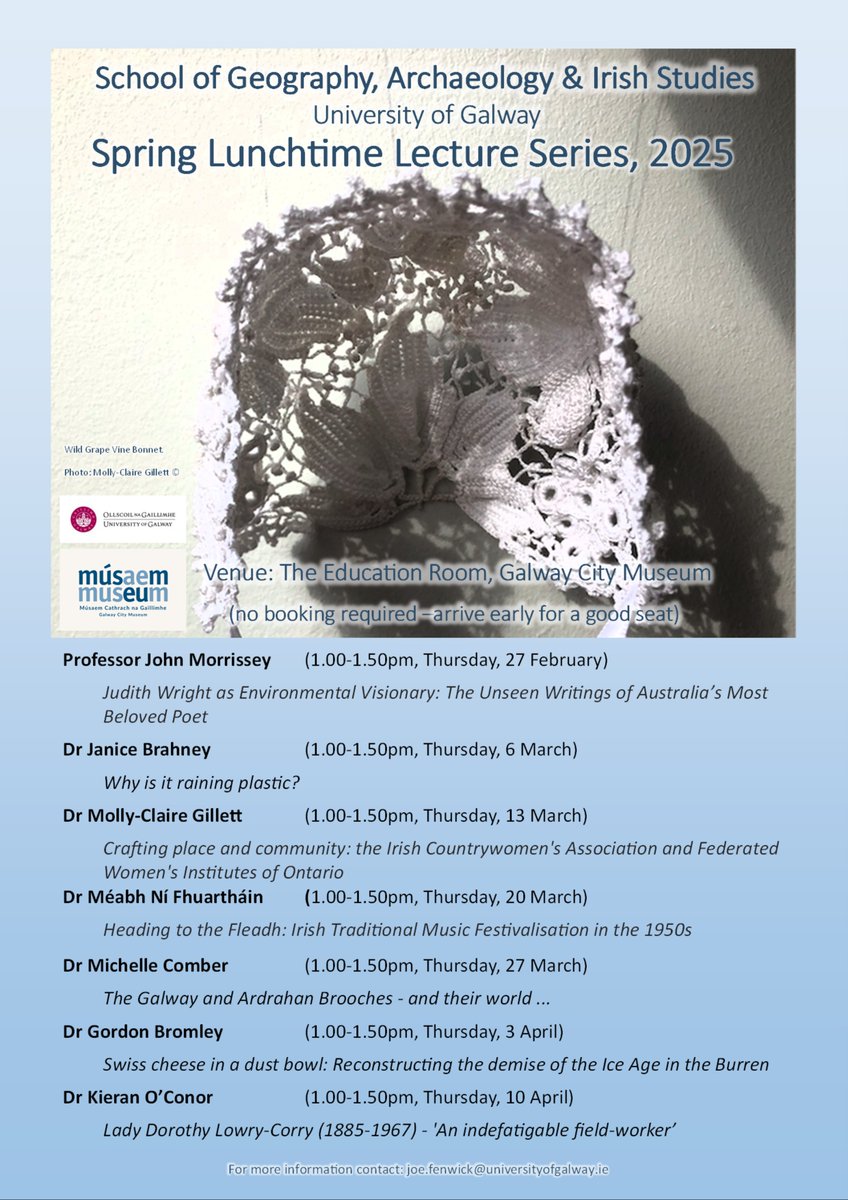 🎶 Lunchtime Lecture Series at Galway City Museum 🎶

Join us tomorrow for next in the Spring Lunchtime Lecture Series, ‘Heading to the Fleadh – Irish Traditional Music Festivalisation in the 1950s’ with Dr. Méabh Ní Fhuartháin.