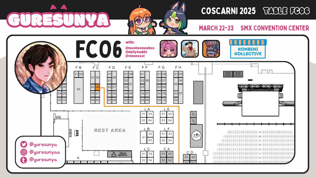 guresunya's tweet image. [RTs🤍]

Here's my catalog for #CosCarni2025 🫶 I'll be at booth FC06 with @mocheemoshee @viennexxi @deitytsukki

📍 March 22-23
✨️ Mainly: Genshin, Haikyuu, Persona 3 &amp;amp; 5, SVT, SKZ

(Accepting reservations as well 💌 DM me!)

#CosplayCarnival2025
#FanFairAtCosplayCarnival2025