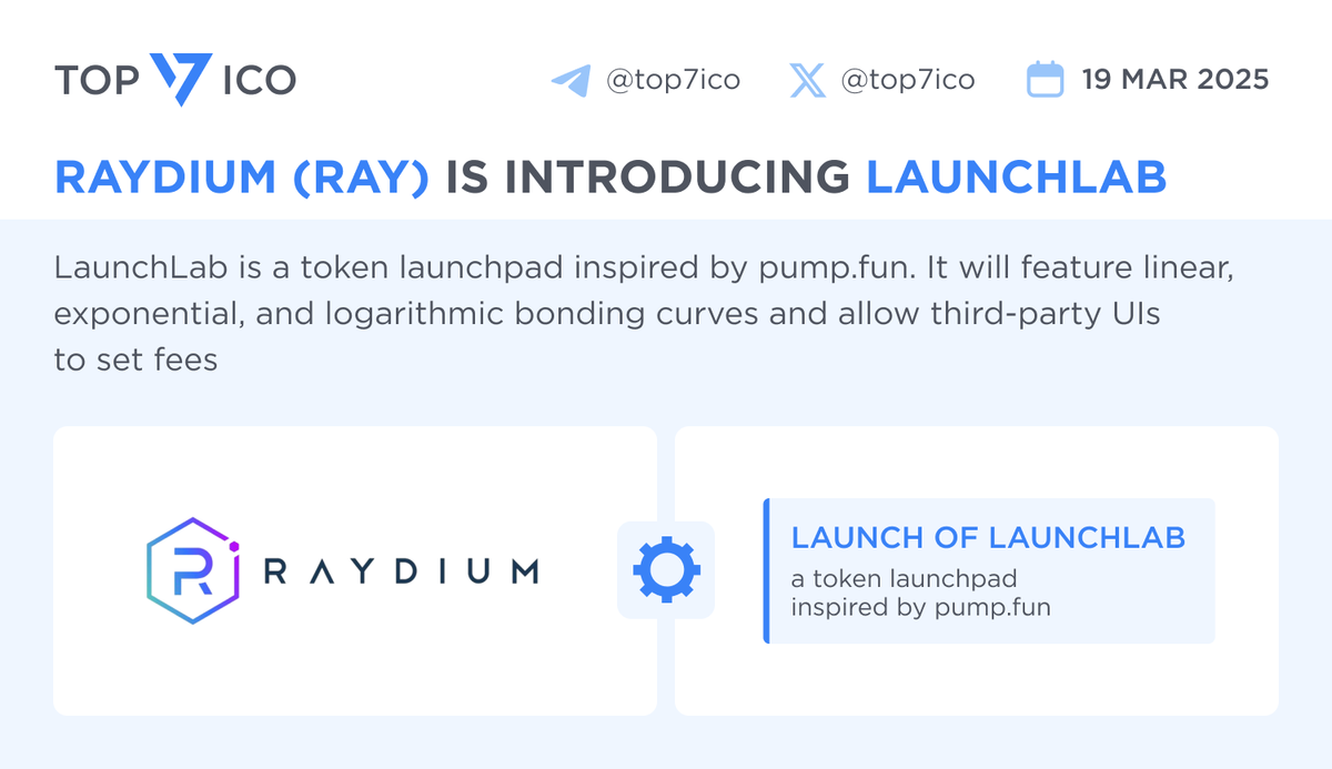 Raydium $RAY is introducing LaunchLab, a token launchpad @RaydiumProtocol  is launching LaunchLab, a token launchpad inspired by @pumpdotfun. This  comes shortly after https://t.co/9NfXGO3bSR announced its own AMM, ending  its unofficial partnership with #