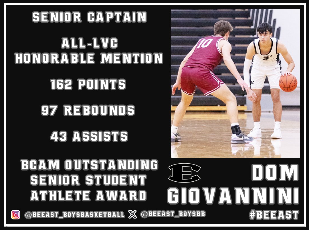 Congrats to senior Dominic Giovannini for being named <a href="/LakesVC/">Lakes Valley Conf.</a> Honorable Mention and receiving the <a href="/BCAMCoaches/">BCAM</a> Outstanding Senior Student Athlete Award! #BeEAST #AllGasNoBreaks