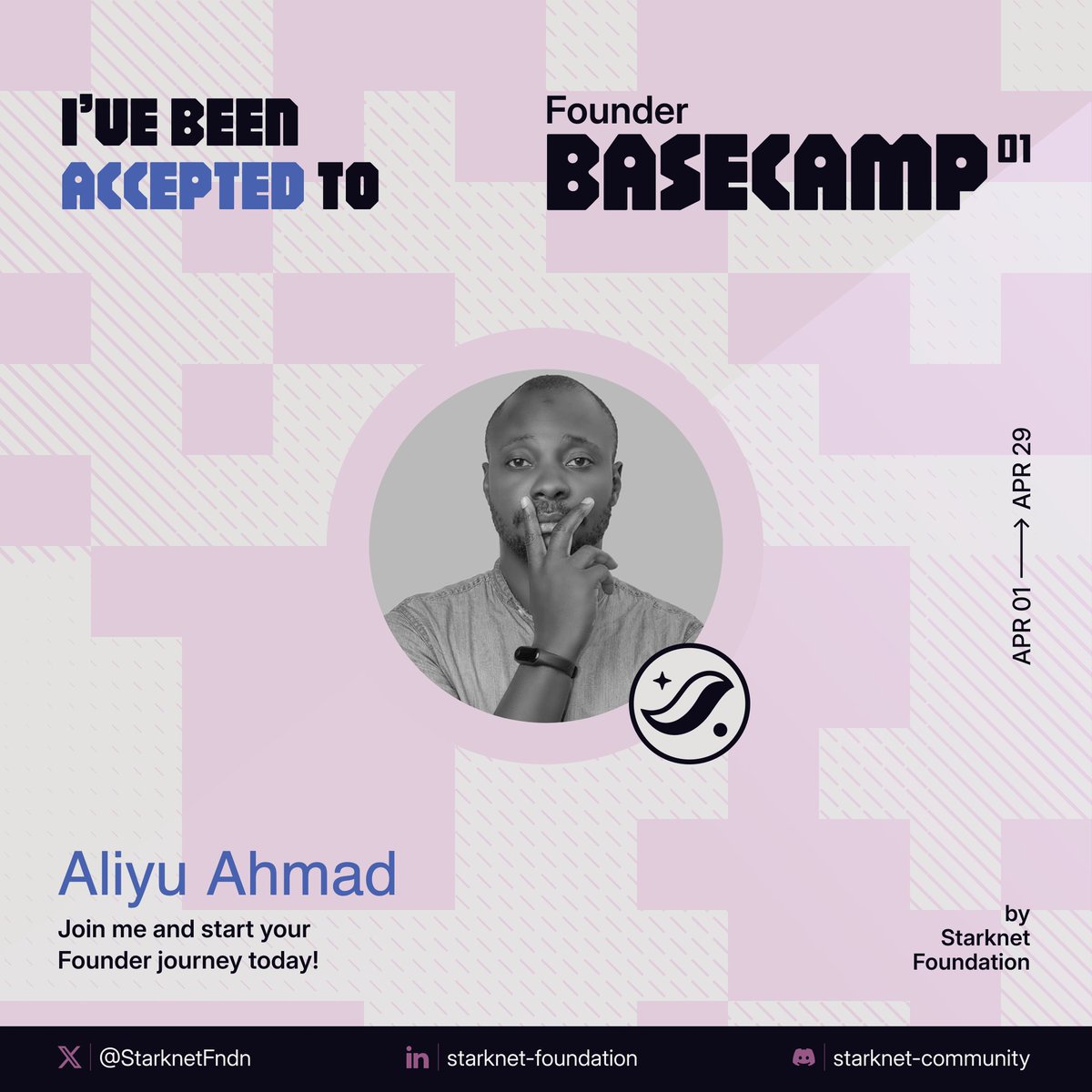 Aliyu Ahmad (@xaxxoo) on Twitter photo Excited to share that I have been accepted to Founder basecamp organized by Starknet Foundation.
cc <a href="/sonkiski/">✨ Sofia | sonki.eth</a> Excited to share that I have been accepted to Founder basecamp organized by Starknet Foundation.
cc <a href="/sonkiski/">✨ Sofia | sonki.eth</a>