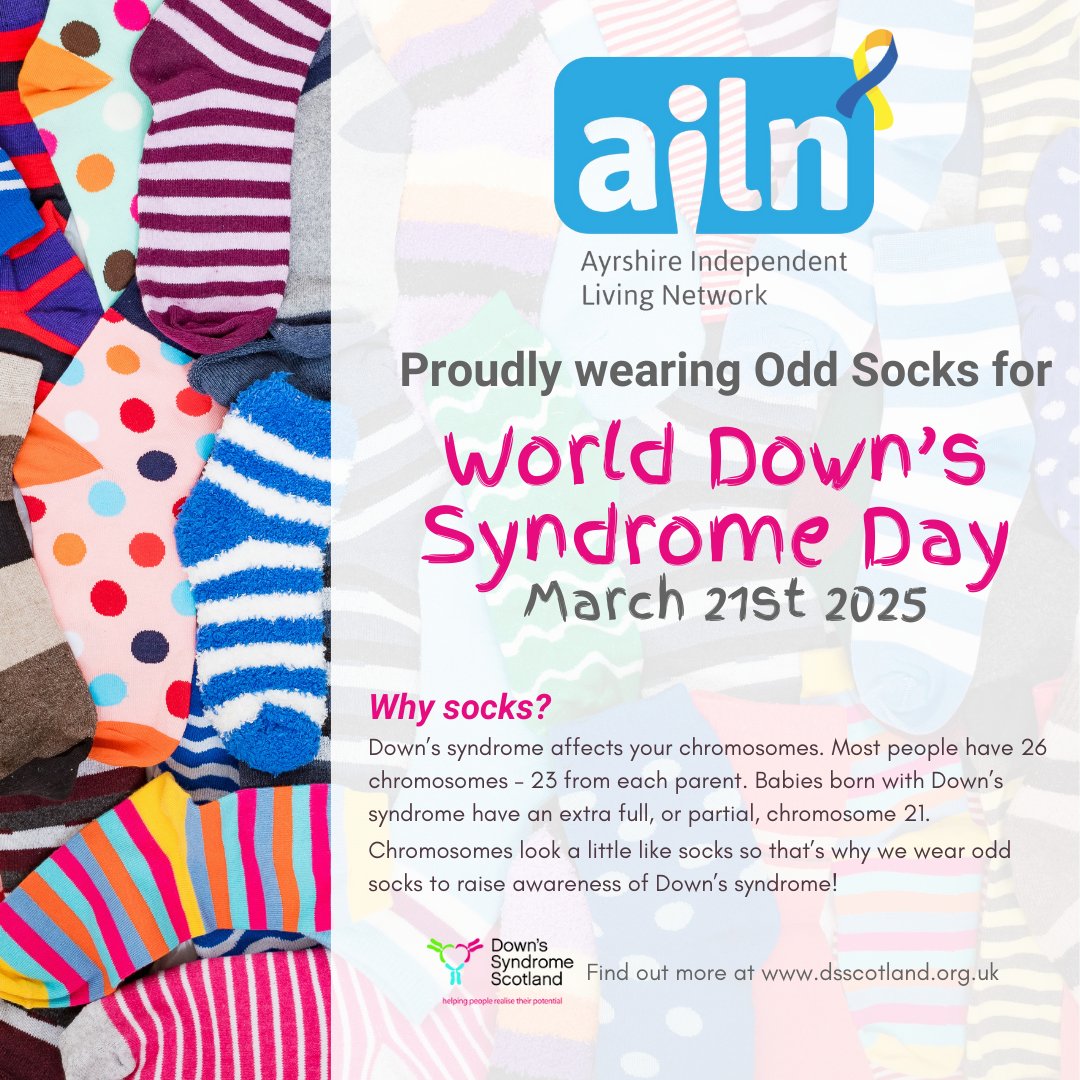 🧦 Today, we’re wearing odd socks and celebrating #WorldDownSyndromeDay in the most colourful way! 
Join us! Post your odd sock selfies and tag us. Let’s fill this space with joy and inclusion!

#OddSocks #InclusionMatters <a href="/DSScotland/">Down's Syndrome Scotland</a>