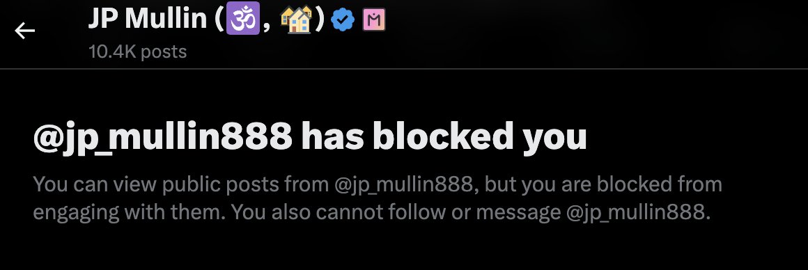 🚨How many people will you block? <a href="/jp_mullin888/">JP Mullin (🕉, 🏘️)</a>

🚨 The BIGGEST SCAM in crypto? <a href="/MANTRA_Chain/">MANTRA | The EVM L1 for RWAs</a> ($OM)

I haven’t posted about the $OM Airdrop, but many of our community members participated.

Our community has been affected by the shady dealings of <a href="/jp_mullin888/">JP Mullin (🕉, 🏘️)</a> &amp; team. They're