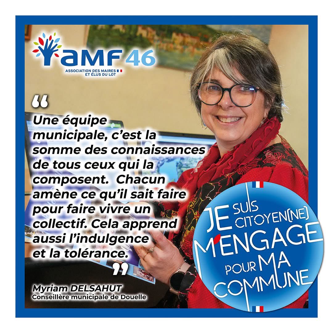 AMF_46's tweet image. 🟦⬜️🟥 Myriam est citoyenne, elle s’est engagée pour sa commune : Douelle !

Elle a voulu rappeler que l’engagement municipal, c’est amener ce que l’on est et ce que l’on sait faire pour être utile et pour servir l’intérêt général. 

#jesuiscitoyenjemengagepourmacommune
#maires