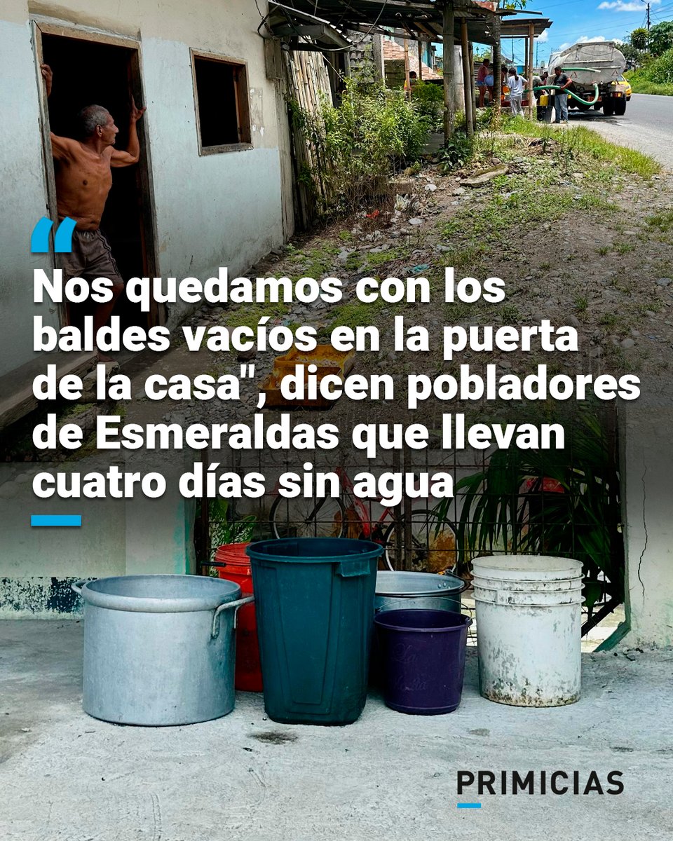 El reparto del agua en tanqueros en Esmeraldas, para suplir la suspensión del servicio, no ha alcanzado para todos. Hay hogares que hasta ahora no reciben nada. prim.ec/1o2p50VkovB