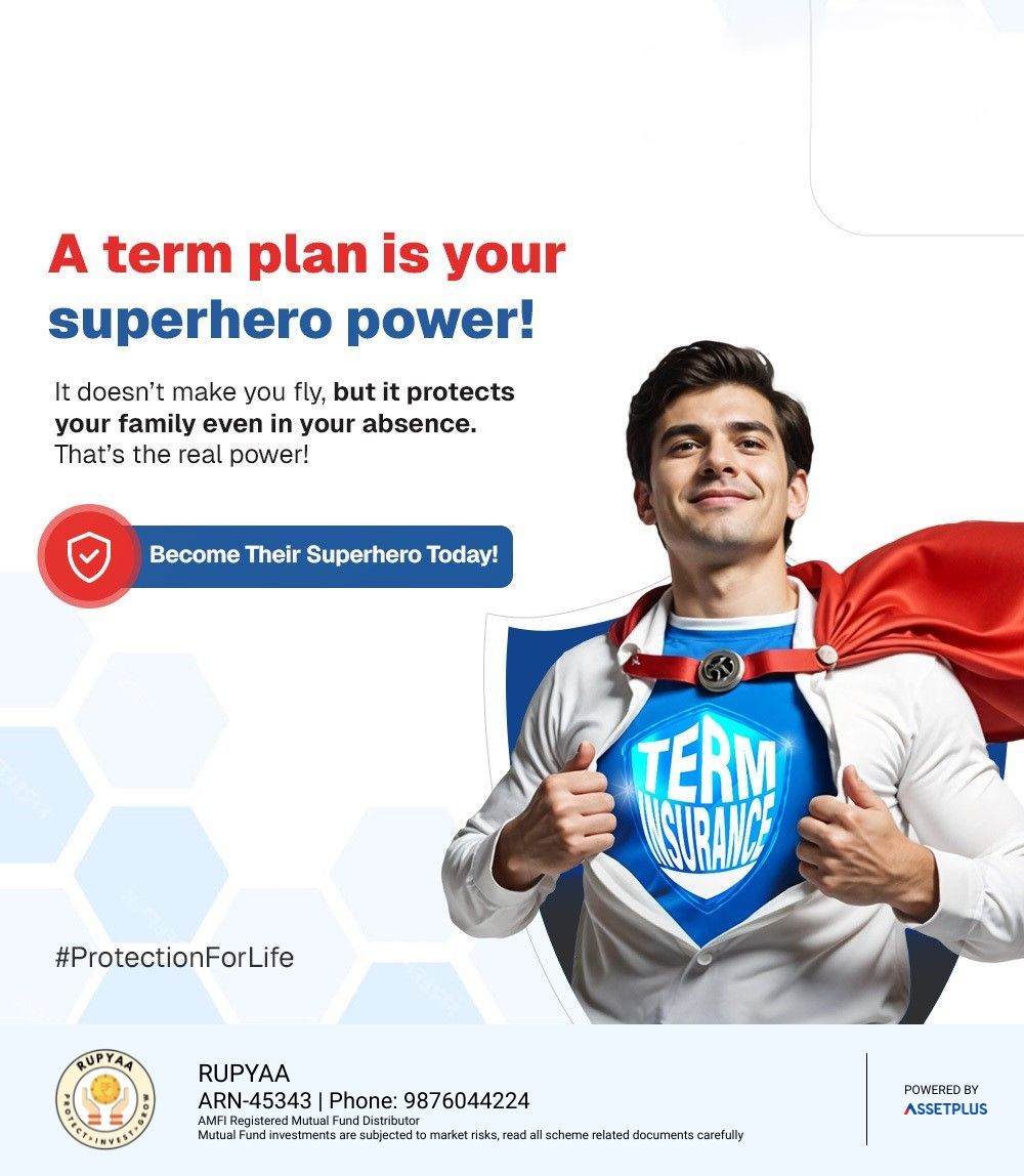 RupyaaIn's tweet image. 🦸‍♂️ Unlock your superhero power with a term plan! Protect your family even when you can’t be there. 💪 

#ProtectionForLife #FamilyFirst #TermInsurance #LifeInsurance