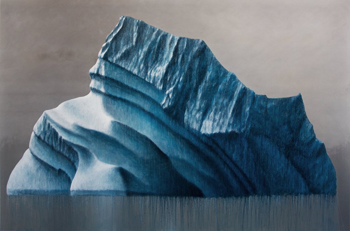 Lisa_Lebofsky's tweet photo. About my painting in Apple TV's "Severance" in @variety, explained by set designer @dbschlesinger 
(With Spoilers!)
Special thanks to Racquel Chevremont for making it happen. 💙

https://t.co/L3wgMxGA6F

Melting Iceberg 7, 2016
Oil on aluminum 48x72 inches 

 @appletv #severance https://t.co/Sn96ZEZTAW