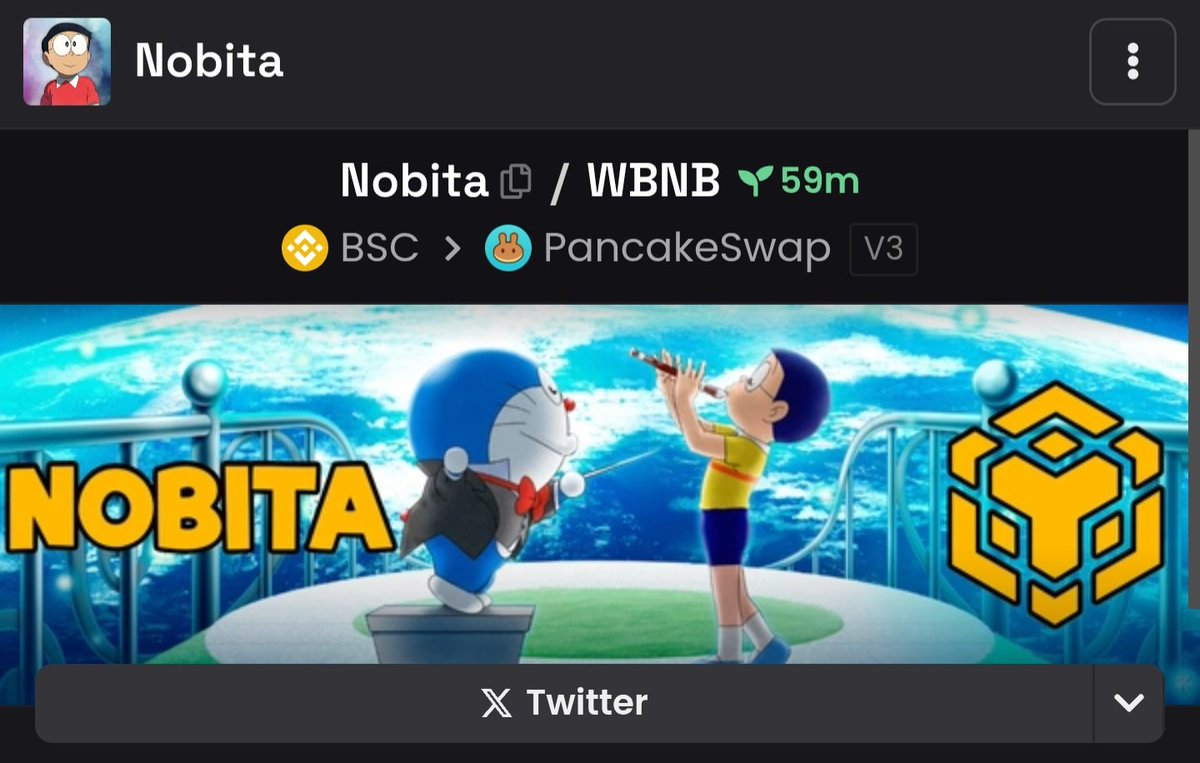 $NOBITA just landed on #BSC . Dex just got paid.

0xae4c8298fbfc41b1d8c982e9cae3b0a791e9d12c
