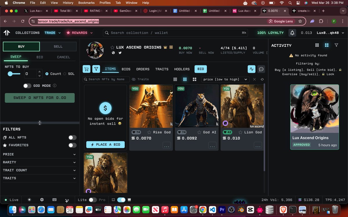 luxnetworktoken's tweet photo. We are approved at #tensortrade
⚡️With first sales we will finish minting on #launchmynft
⚡️We are building real utility. The NFT collection holders will be able to claim our upcoming #solana @pumpdotfun Lux token
⚡️We are building apps
⚡️We are launching strategic handmade #art https://t.co/XWKOqdPklp