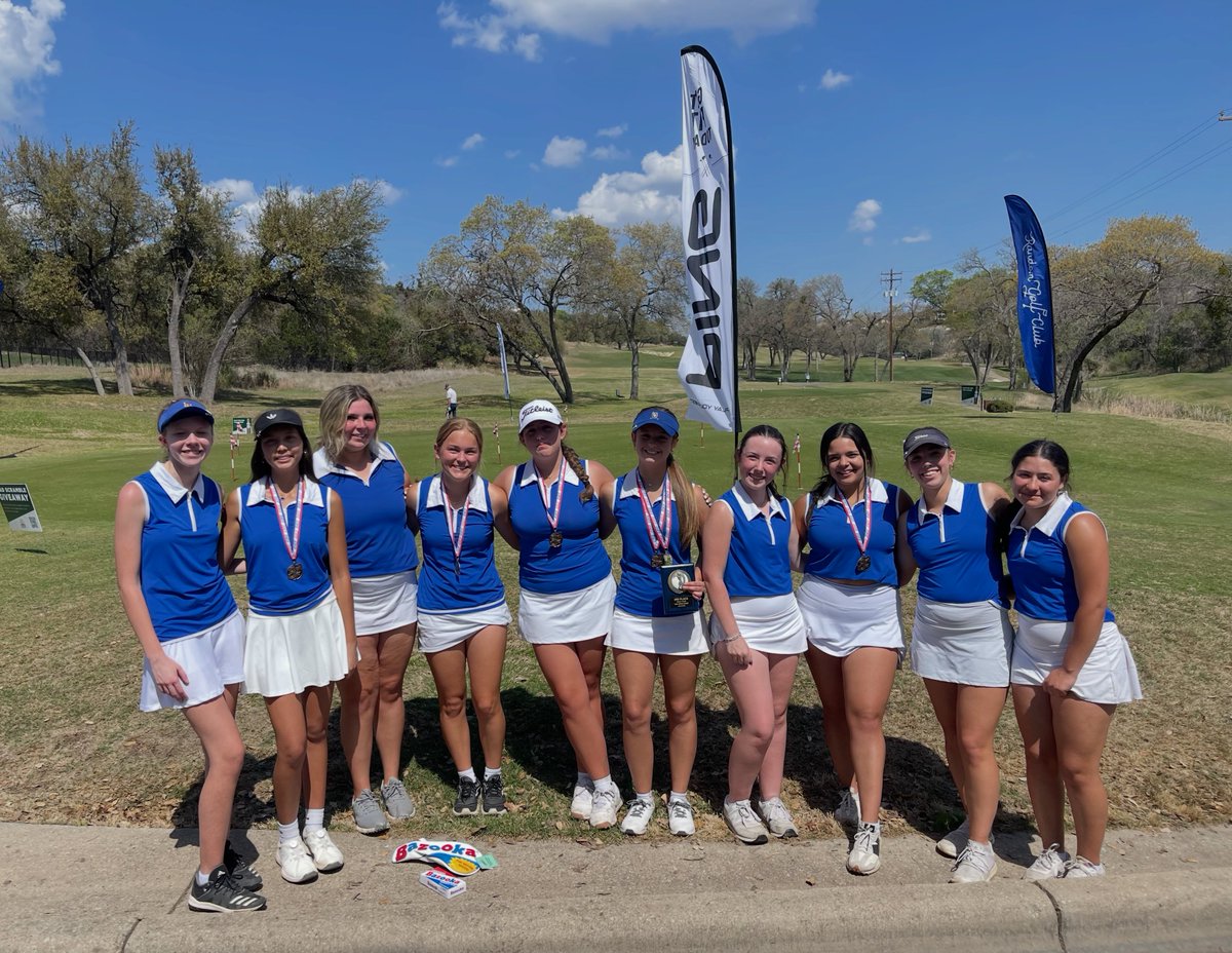 The Lady Vikings participated in the Leander Skins Tournament at Crystal Falls. The Blue Team placed 2nd as a team!  Bailey Burlew won 16 Skins out of 18 in her group to be the 2nd Place Individual, and Jenna Janson won the longest drive competition!

Great job Lady Vikings!