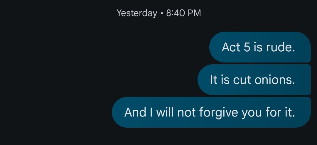 WistfullySin's tweet image. After getting my sib in law hooked on The Locked Tomb series back in 2020, I finally finished Gideon the 9th last night. Two of our text exchanges that surmised my experience. Great book. I'll never forgive it for existing though.