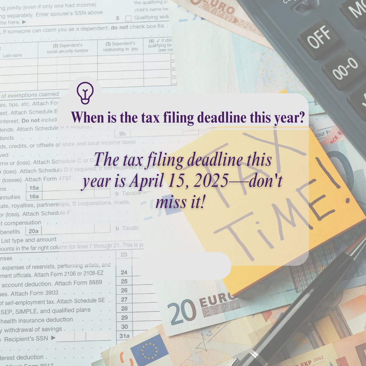 AbundantConsult's tweet image. April 15, 2025 is the official deadline to file your taxes—don’t wait until the last minute! ⏳

#TaxDeadline #FileOnTime #TaxSeason2025 #abundantaxsolutions #SmartTaxMoves