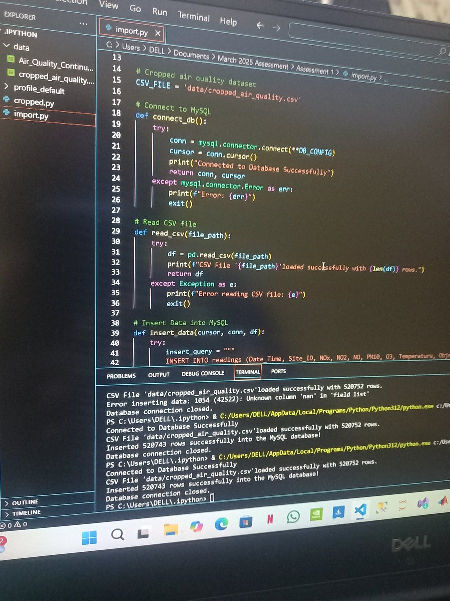 design_datanerd's tweet image. Life of a data guy 😉! One minute you&apos;re in vscode trying to insert data into mysql database with python, next minute you&apos;re in mysql to see if your data is sitting pretty in your database... Love eet!!
#database #datafam