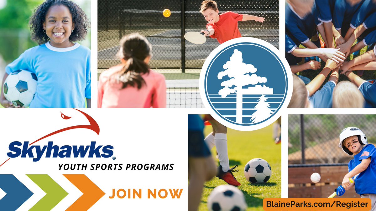 ⚽⚾🏐 Skyhawks Sports Camps – Registration Open! 🏓🏀🏈 

Kids ages 2-12 can learn and develop sports skills in a fun, safe environment! 
Spring programs include soccer, baseball, volleyball, pickleball, and more.

Details and registration: BlaineParks.com/Register