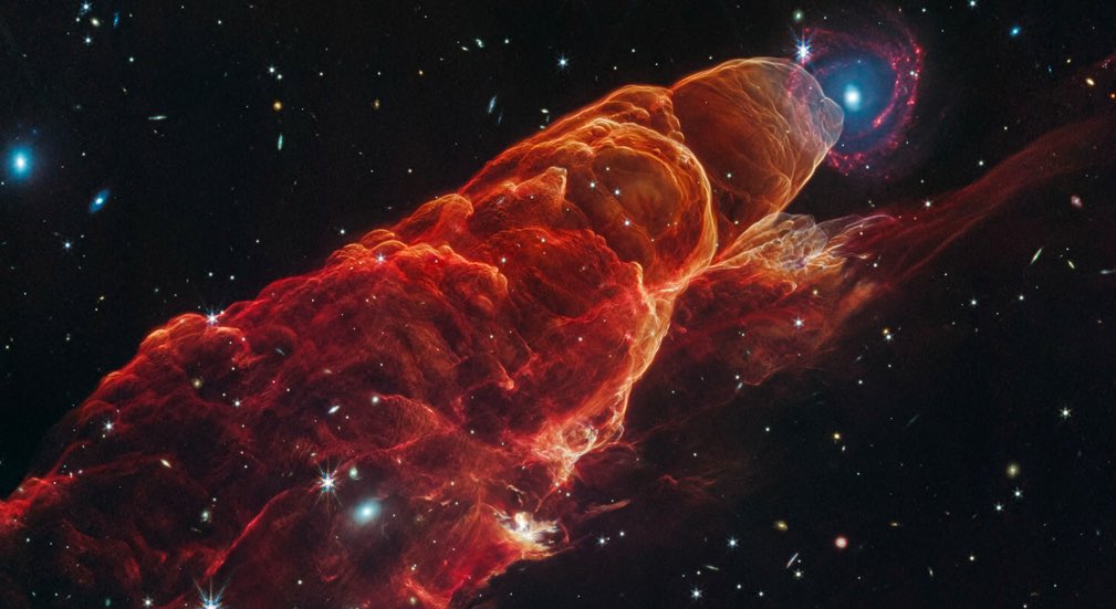 Dr. Catharine Young (@catgyoung) on Twitter photo On a brighter note <a href="/NASAWebb/">NASA Webb Telescope</a> captured this incredible view of Herbig-Haro 49/50 - an outflow from a still-forming star - in stunning infrared detail. Science meets celestial beauty and a reminder of our place in the universe. On a brighter note <a href="/NASAWebb/">NASA Webb Telescope</a> captured this incredible view of Herbig-Haro 49/50 - an outflow from a still-forming star - in stunning infrared detail. Science meets celestial beauty and a reminder of our place in the universe.