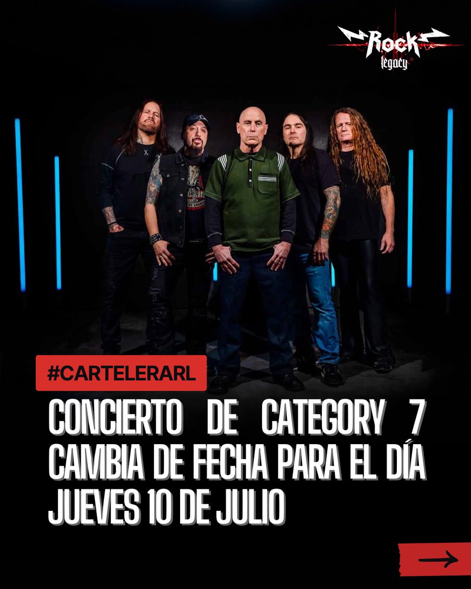 rocklegacy_cl's tweet image. #CarteleraRL | Concierto de Category 7 cambia de fecha para el día jueves 10 de Julio

🔗 facebook.com/share/p/14tXGW…

🎚️: Spider Prod y Cheese Prod

#RockLegacyWebzine #Category7 #MachineHead #AdrenalineMob #Anthrax #Overkill #Exodus #SalaMetronomo