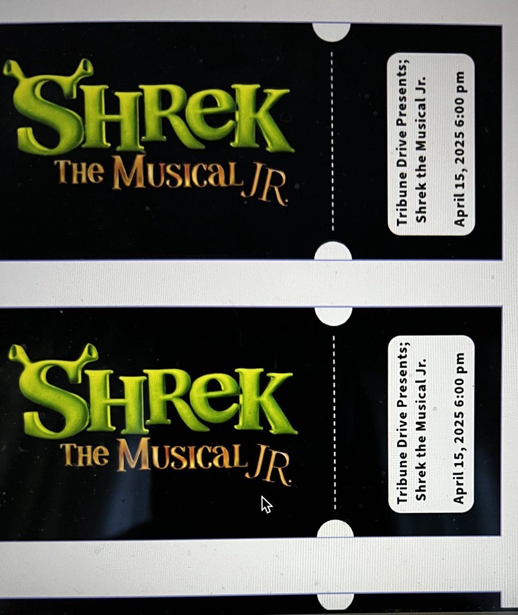 LClarke_Cureatz (@lclarke_cureatz) on Twitter photo Tickets sent to printer. Who is excited about Shrek The Musical Jr? April 15 & 16 ā¦<a href="/TribuneDrive/">Tribune Drive P.S.</a>ā©. Tickets on sale now through School Cash Online. Tickets sent to printer. Who is excited about Shrek The Musical Jr? April 15 & 16 ā¦<a href="/TribuneDrive/">Tribune Drive P.S.</a>ā©. Tickets on sale now through School Cash Online.