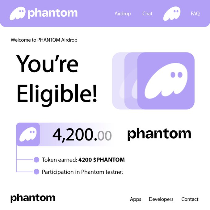Phantom launched airdrop program 

$1.2B Airdrop will be soon 

Cost: $0
Time: 5 min 

Get $PHANTOM AIRDROP by this VIDEO GUIDE🧵