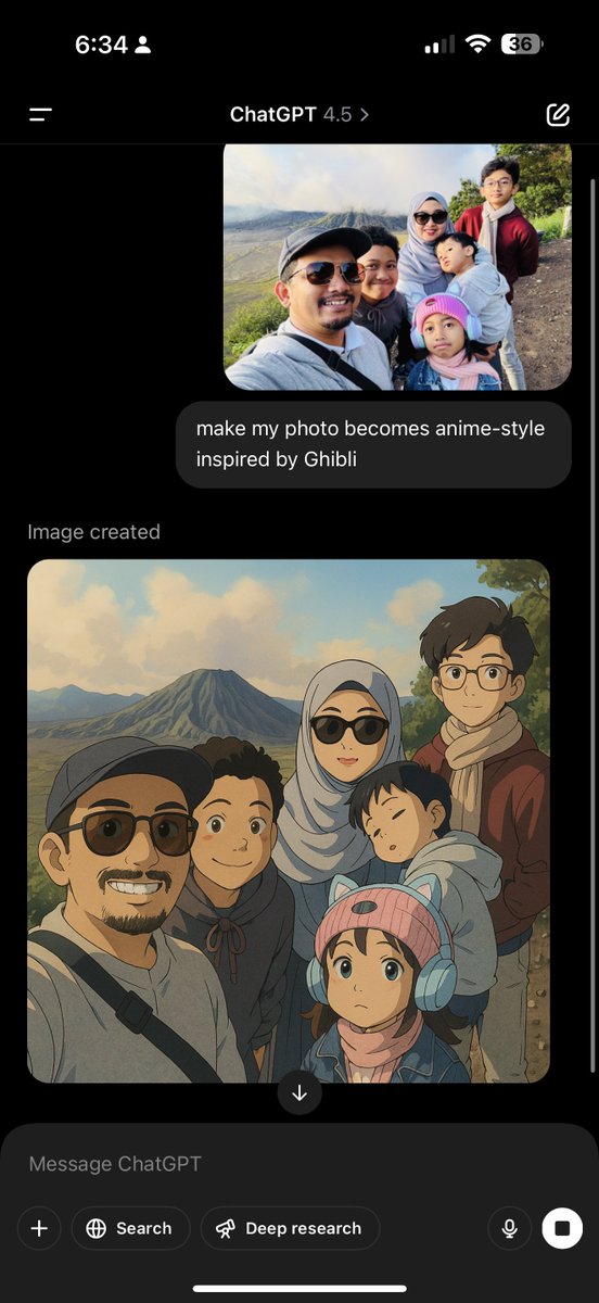 ainunnajib's tweet image. Seru banget ini ChatGPT bisa bikin foto kita jadi Ghibli-style 😄