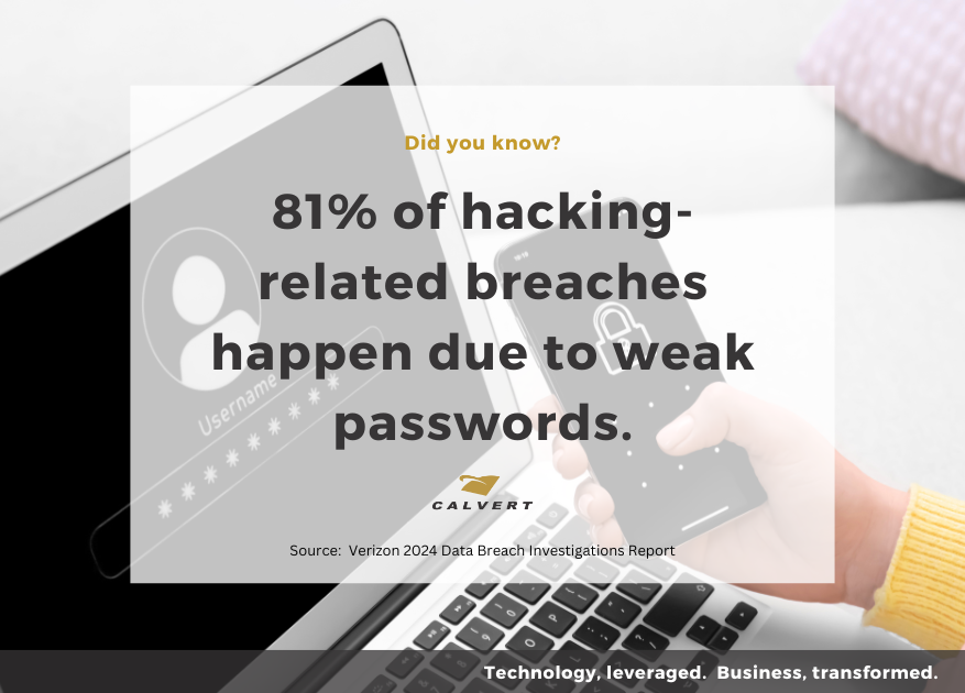 Hackers LOVE lazy passwords.

If you are still using “123456” or “password”, you’re practically rolling out the red carpet for cybercriminals.

Don’t make it easy for them. Use a password manager and enable MFA:  calvert.net.au/secure-your-bu…