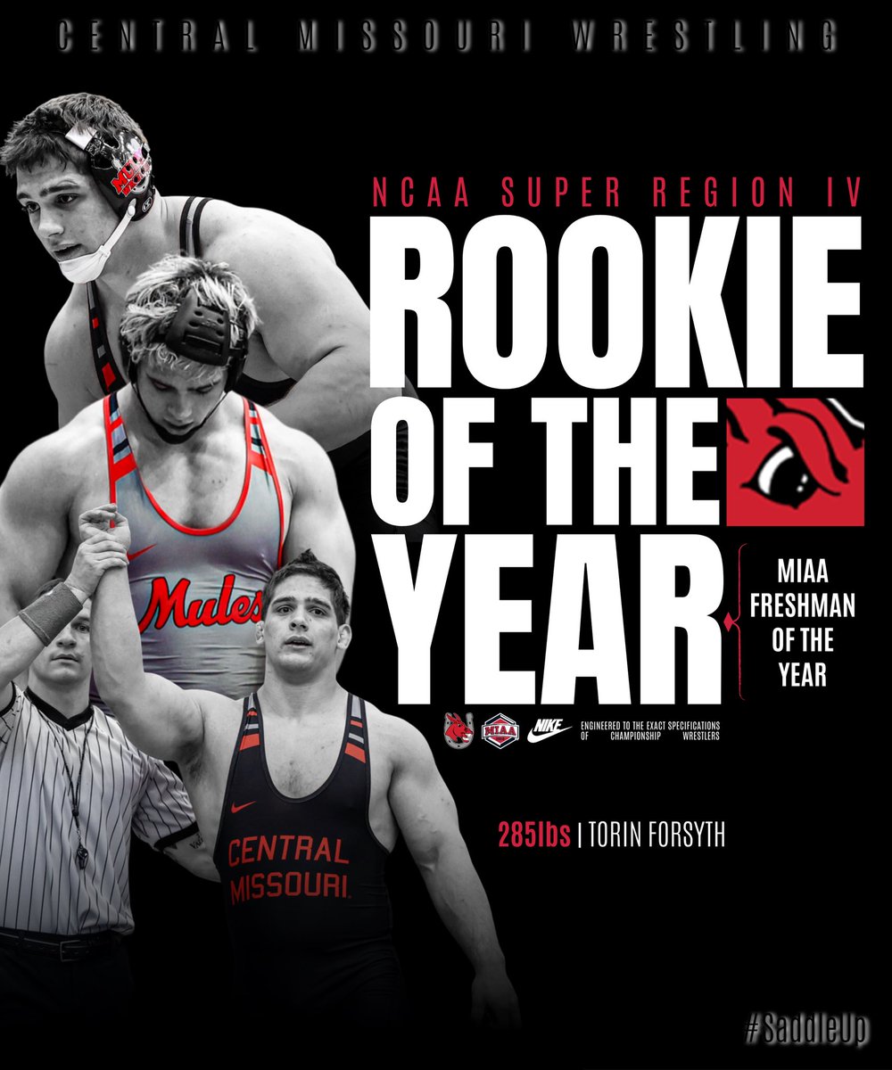 UCMwrestling's tweet photo. ‼️Rookie of the Year‼️

The freshman phenom takes home the NCAA Super Region IV Rookie of the Year award!

Congratulations on a great season!

#SaddleUp https://t.co/AC3jxHPFMd