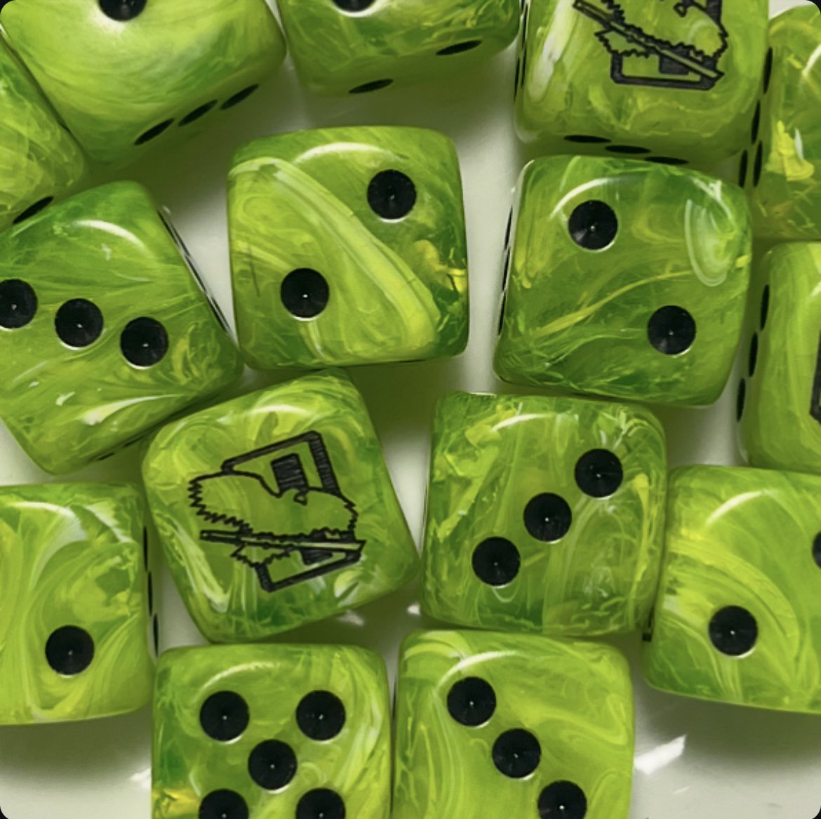 renegadehpg's tweet image. Here’s a new version of my custom Clan Jade Falcon dice.
What do you guys think? Is it an improvement or do you like the previous version better (the pic on the right)?