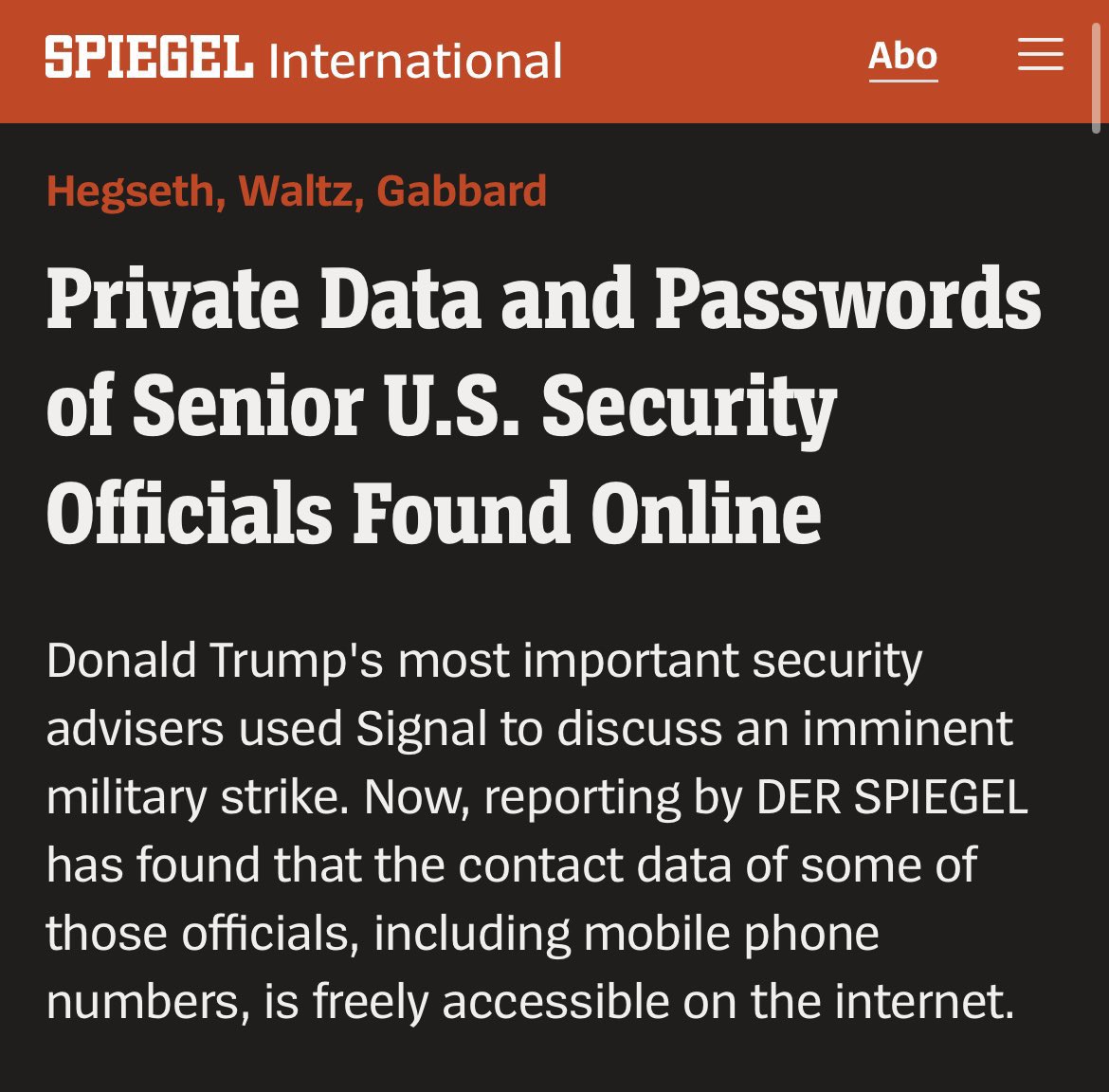It gets worse.

This Signal situation is just the tip of the iceberg of incompetence in this administration.