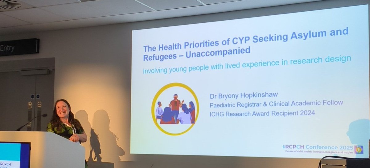 International Child Health Group (@intchildhealth) on Twitter photo Our last presentation of the day in the <a href="/IntChildHealth/">International Child Health Group</a> session in #RCPCH25! Bryony Hopkinshaw, our Research Award 2024 winner, presented on the involvement of unaccompanied children and young people seeking asylum and refugees in research design - building trust is key! Our last presentation of the day in the <a href="/IntChildHealth/">International Child Health Group</a> session in #RCPCH25! Bryony Hopkinshaw, our Research Award 2024 winner, presented on the involvement of unaccompanied children and young people seeking asylum and refugees in research design - building trust is key!