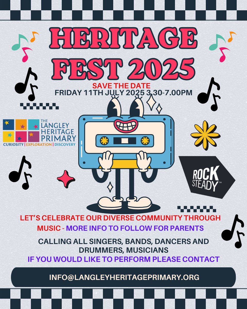 🎶 Back by popular demand—Heritage Fest returns! Last year was a huge success, and we can’t wait to bring our talented parents, staff, and children together again to celebrate music as one community.🎤 Want to take the stage? Email us at: info@LangleyHeritagePrimary.org! 🎵✨