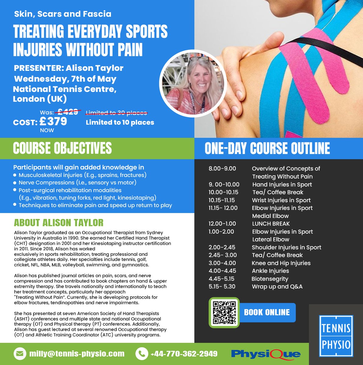 6 weeks to go until the one-day course with Alison Taylor in #London!

If you are a #physiotherapist #osteopath #sportstherapist #occupationaltherapist or #handtherapist looking to optimise treatment outcomes, this course is for you!

Book here👇
buy.stripe.com/14kbLH58Ie3J2V…